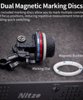 Super Smooth Mini Follow Focus Wheel With 15mm Rod Rack And Clamp, Reversible Drive Gears, 360 Infinity Zoom, A B Hard Stops For Pro Video Rigs That Just Nail Every Take Dead On with dual magnetic marking discs.