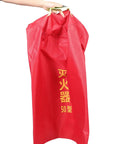 Heavy Duty Fire Extinguisher Cover And Insulated Hydrant Protector Sleeve Kickass Weatherproof Shield For Outdoor Homes And Commercial Sites, red waterproof cover being held.