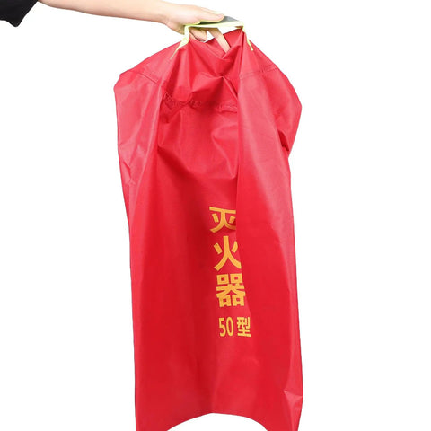 Heavy Duty Fire Extinguisher Cover And Insulated Hydrant Protector Sleeve Kickass Weatherproof Shield For Outdoor Homes And Commercial Sites, red waterproof cover being held.