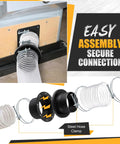 Saillong 4-inch magnetic dust collector starter kit; white flexible hose, steel clamps, and neodymium fittings.