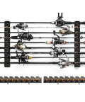 Wall And Ceiling Mount Fishing Rod Rack Holds Up To Nine Rods Fits 3 To 19mm Diameter Poles Orange Pair For Garage Storage And Quick Access For Easy Garage Organization