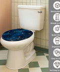 Round Resin Toilet Seat for Bathroom with starry design on a white toilet in a modern bathroom setting.