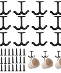 12 Piece Zinc Alloy Double Coat Hooks Set With Screws For Ceiling Or Under Shelf Mounting Heavy Duty Rust Resistant Hooks