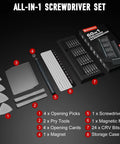 60 In 1 Magnetic Precision Screwdriver Set with case, bits, pry tools, and opening picks for electronics repair.