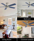 52 Inch Ceiling Fan With Remote No Light Kit Industrial Farmhouse Style in Living Room, Bedroom, and Covered Outdoor Area