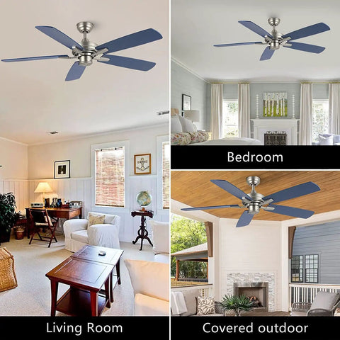 52 Inch Ceiling Fan With Remote No Light Kit Industrial Farmhouse Style in Living Room, Bedroom, and Covered Outdoor Area