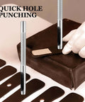 6 Piece Hollow Leather Hole Punch Set With 1.5mm To 4mm Sizes in use, pro grade carbon steel tool punching holes in leather