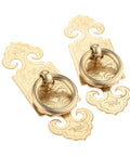 Antique Brass Ring Pulls Two Pack 10cm 3.94 Inch Classic Chinese Style Furniture Hardware for drawers, cabinets, and wardrobes.