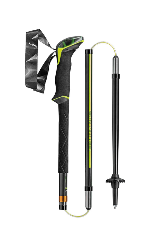 Sherpa FX One Carbon Collapsible Trekking Poles for Backcountry Skiing, Hiking, and Mountaineering, shown folded, 125 cm.