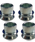 Rock Solid Heavy Duty 1/2 Inch To 3/8 Inch Heim Joint Misalignment Spacer Kit With Rod End Galvanized Steel four pack close up.