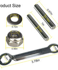 Electric Outboard Propeller Nut Kit with wrench, nuts, pins, and washers, size details for quick propeller replacement.