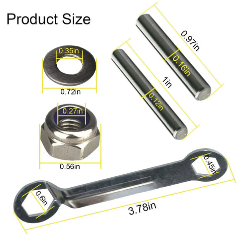 Electric Outboard Propeller Nut Kit with wrench, nuts, pins, and washers, size details for quick propeller replacement.