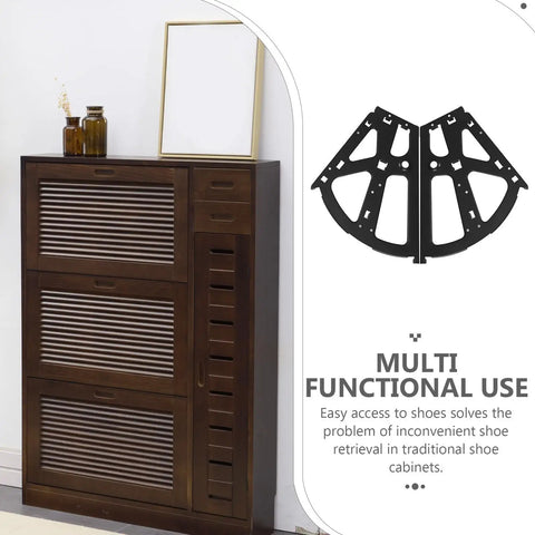 Wooden shoe cabinet with Flip Frame Cabinet Hinges Black Iron Shoe Rack Parts Single Layer Drawer Hardware