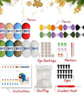 8 Piece Beginner Crochet Starter Kit With 40 Percent Extra Yarn For Cute Animal Crochet Kits, supplies laid out