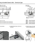 Diagram showing installation instructions for Top Shelf Soft Close Undermount Drawer Slides With Full Extension Runners For Kitchen Cabinets.