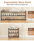Expandable Shoe Rack With Adjustable Width From 18.5 To 48 Inches, 3 Tier Metal Shoe Organizer For Closet, Entryway Or Garage