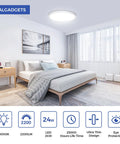Ultra Thin Flush Mount Ceiling Light Fixture 24W LED 6000K 2200LM Round White Ceiling Light For Bedroom Kitchen Bathroom Garage Living Room Dining Pack Of 2 Easy Install No Electrician Needed
