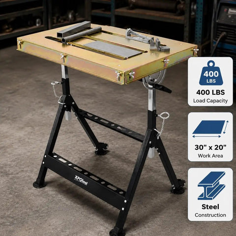 Heavy Duty Welding Table 36x18 Inch Portable Workbench On Wheels With Braking Lockable Casters 1200 Pound Load Capacity Steel Construction