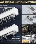Heavy Duty Aluminum Curtain Track System For Windows And Rooms, Wall Mounted Silent Sliding Rail For Drapes, Room Dividers, Living Room And Bedroom, 9.5ft White, Easy Install And Strong Support, ceiling and wall mount brackets