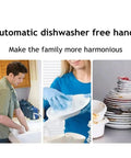 No Fuss Countertop Portable Dishwasher With Five Smart Wash Cycles And Turbo High Temp Sanitizing Featuring 360 Spin Spray To Crush Stubborn Grease And Quick Produce Washing Daily in use with dishes being washed.