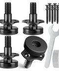 Heavy Duty Beefy Adjustable Leveling Feet Kit 12 Pcs Three Eighths Inch 16 Thread T Nut Levelers shown with screws and wrench