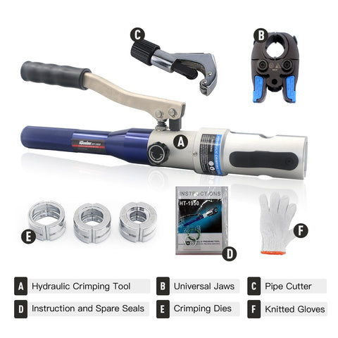 Workhorse Copper Pipe Press Tool For Viega ProPress Fittings With Dies, Rotatable Head, Accessories, and Instruction Manual