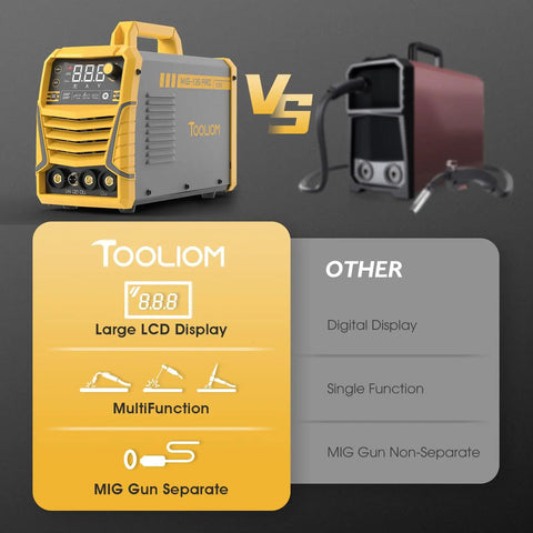 Gasless Flux Core MIG Welder 3 In 1 With MIG Stick And Lift TIG Capabilities 110V DC Inverter LCD Display 135A Output Comparison