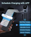 Premium Level 2 Electric Vehicle Charger With Adjustable 40 Amp Home Evse For Tesla And J1772 Models ETL Certified app scheduling feature.