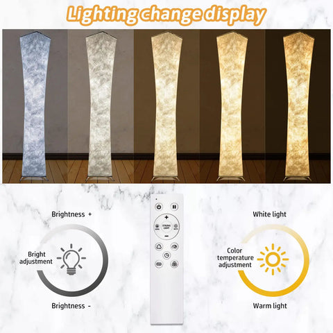 61 Inch RGB Floor Lamp With Remote Control Dimmable Color Changing Standing Light With Soft Fabric Shade lighting display