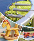 12 Pack Heavy Duty Extension Springs With Hook Ends, 0.035 Inch Wire, 0.25 Inch Outer Diameter, 1.5 Inch Long attached to trampoline
