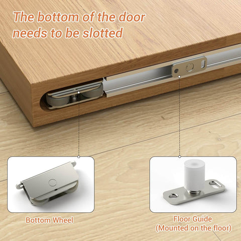Concealed 38 Inch Sliding Barn Door Hardware Kit With Soft Close Aluminum Hidden Track System Wall Mount No Floor Track.