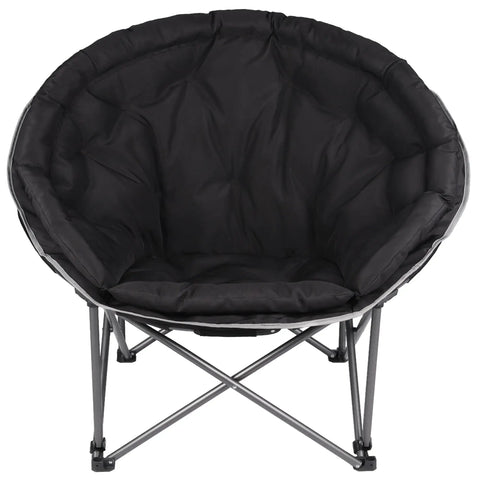 Front view of XXL Folding Round Camping Chair With Super Cushioned Padded Seat For All Day Comfort Heavy Duty Frame Supports Up To 400 Lbs