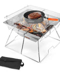 Folding Campfire Grill For Camping And Backpacking Portable Charcoal Fire Pit With 304 Stainless Steel Construction