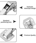 Close-up of 4 Pack Soft Close Damping Frameless Hidden Cabinet Hinges with hydraulic design and positioning hole details.