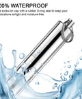 Portable Metal Toothpick Holder Case With Keychain Waterproof Aluminum Alloy Grab And Go Travel Box in silver in water splash