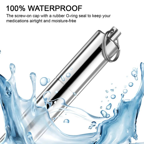 Portable Metal Toothpick Holder Case With Keychain Waterproof Aluminum Alloy Grab And Go Travel Box in silver in water splash