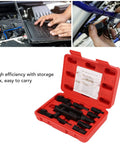 Beast Tough Bearing Removal Kit With 10 Collet Pullers for Motorcycle and Wheel Bearings in red storage box.