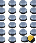 24 Pack Self Adhesive Furniture Sliders Move Heavy Chairs Sofas And Desks Slick Across Floors No Sweat Round Carpet Protectors Halt Dents Easy Glide Movers Total Win set of round glides on a white background.