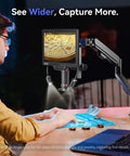 3D Digital Microscope For Soldering With Magnetic Dual Lens, 360 Degree Side Viewing, 7 Inch IPS Screen, 3K Resolution, HDMI And USB Output, Gooseneck Light, Repair Mat, 16GB Built In Memory, Pro Grade Tool For PCB Repair And Jewelry Inspection, with wide-angle lens