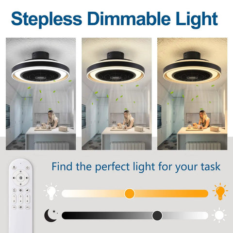 Low Profile Flush Mount Ceiling Fan With Remote And Lights 20 Inch Enclosed Ceiling Fan With 6 Speeds And 3 Light Color Temperatures