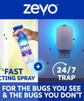 Fast Acting Flying Insect Killer Spray Tough Love Formula For Home Nukes Fruit Flies Gnats House Flies And Mosquitoes On Contact bottle held with insect trap.