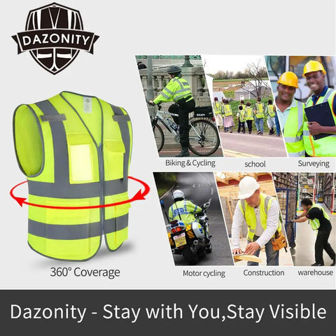 High Visibility Safety Vest With Reflective Strips And Zipper, 10 Packs For Men And Women, lightweight work vest in use for cycling and construction