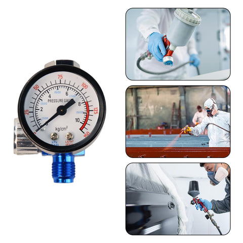 One Quarter Inch Spray Paint Gun Air Pressure Regulator With Pressure Gauge and adjustable valve for precise air flow control