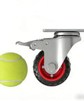 3 Inch Heavy Duty Swivel Caster Wheels Set Of 4 With Dual Locking Rubber Tires beside tennis ball for size comparison