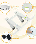 Drillless Window Air Conditioner Bracket For Easy Mounting, features rust-resistant epoxy coated steel, bubble level, adjustable