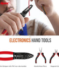 Man using wire stripper from 84 Piece Electronics Soldering Kit with Multimeter and Repair Tools for PCBs and Computers