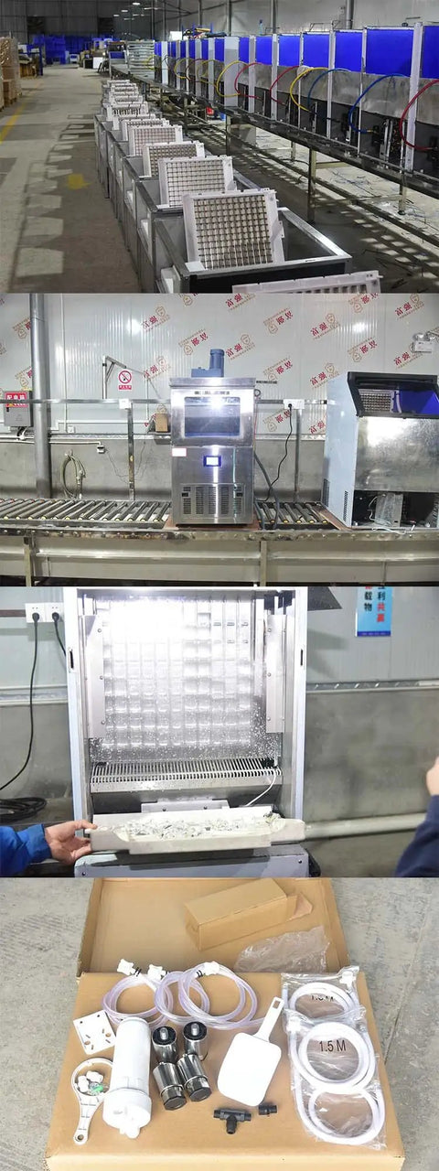 Heavy Duty Commercial Ice Maker Kicks Out 1980 Lbs Of Rock Solid Square Cubes Daily In A massive 1100 Lb Hopper for efficient ice production.