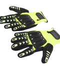 Heavy Duty Work Gloves With NBR Frosted Coating And Soft Knit Lining For Power Tools Anti Vibration Shield Grippy Dexterity Shock Proof Safety Gloves For Heavy Industry Use, pair shown palm side