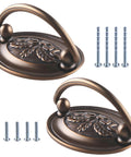 Vintage Oval Drop Swing Drawer Pulls in Antique Brass, Zinc Alloy Hardware for Dresser Cabinet Wardrobe and Kitchen, 2 Pack