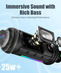 Cutaway view of Outdoor Waterproof Bluetooth Speaker With Bass Boost And 35W Power For Loud Stereo Sound IPX7 Portable Party Speaker